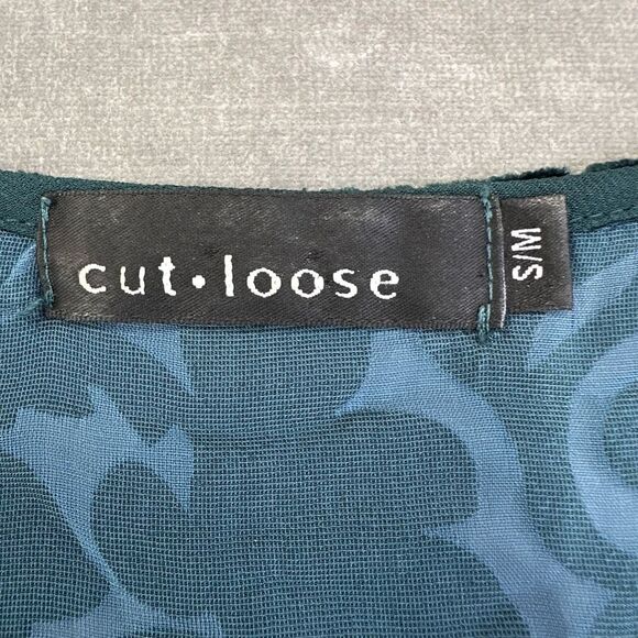 Cut Loose Blouse Womens S/M Blue Velvet Burnout‎ Floral Oversized Lagenlook USA - Picture 5 of 8